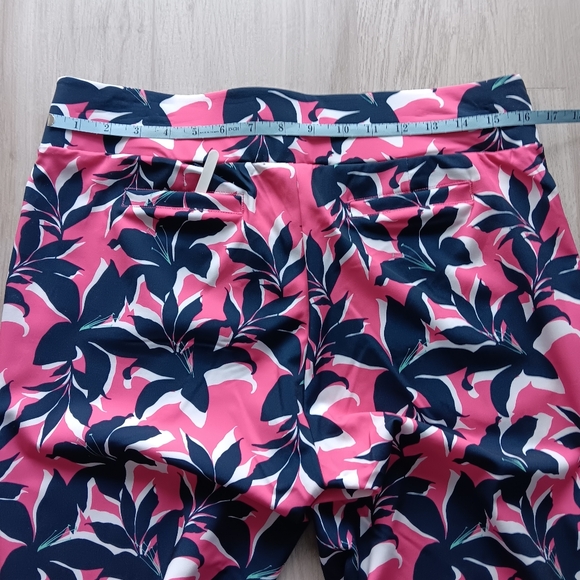 New Stella Parker Sport Floral Pants UPF 50 Tummy Control Pink Navy White Large - Picture 10 of 15